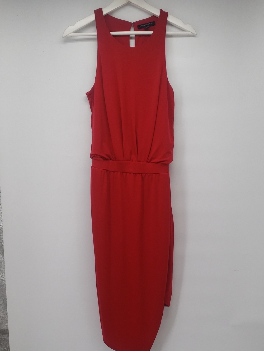 Asymmetrical Red Midi Dress